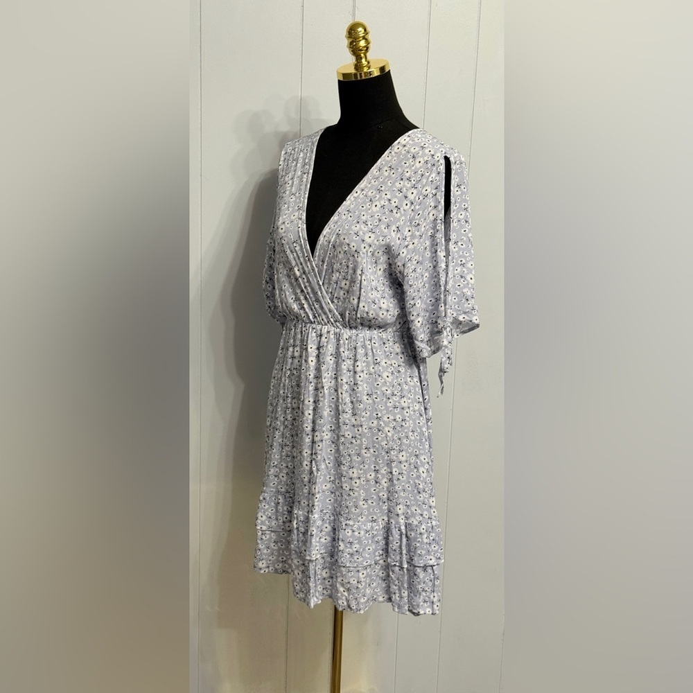 #13) Floral Midi Dress in Blue with Open Sleeve